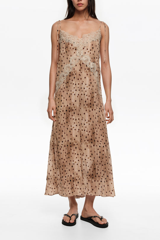 Watercolor Dots lace pleated dress