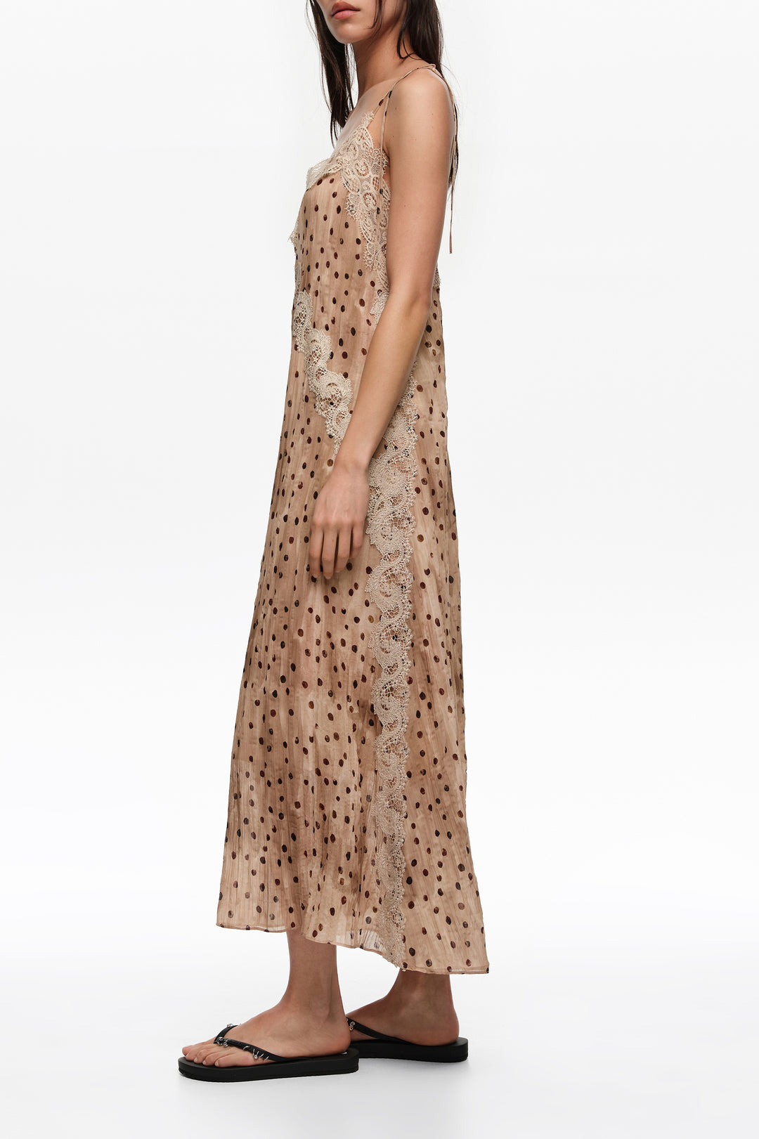Watercolor Dots lace pleated dress