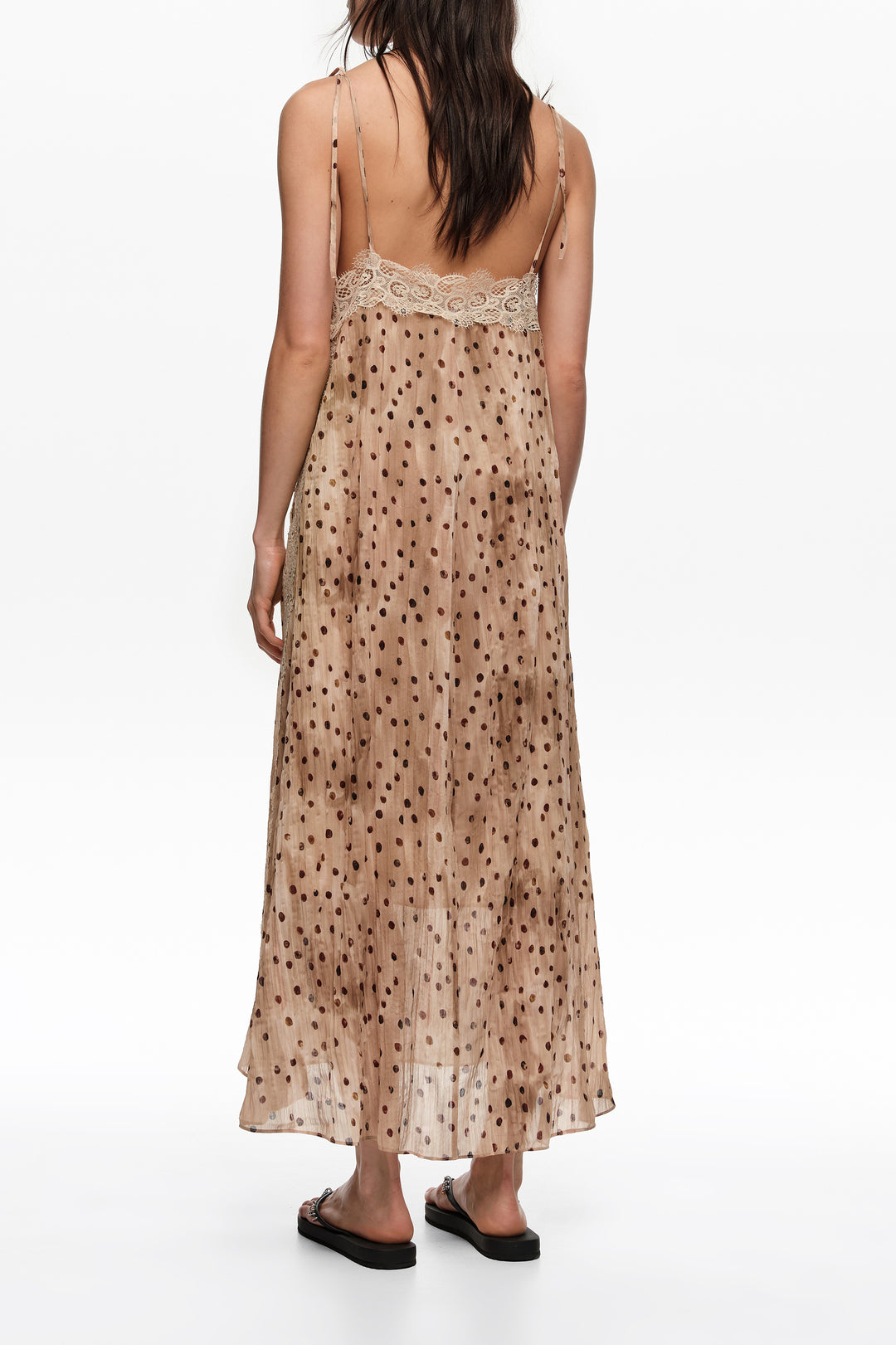 Watercolor Dots lace pleated dress