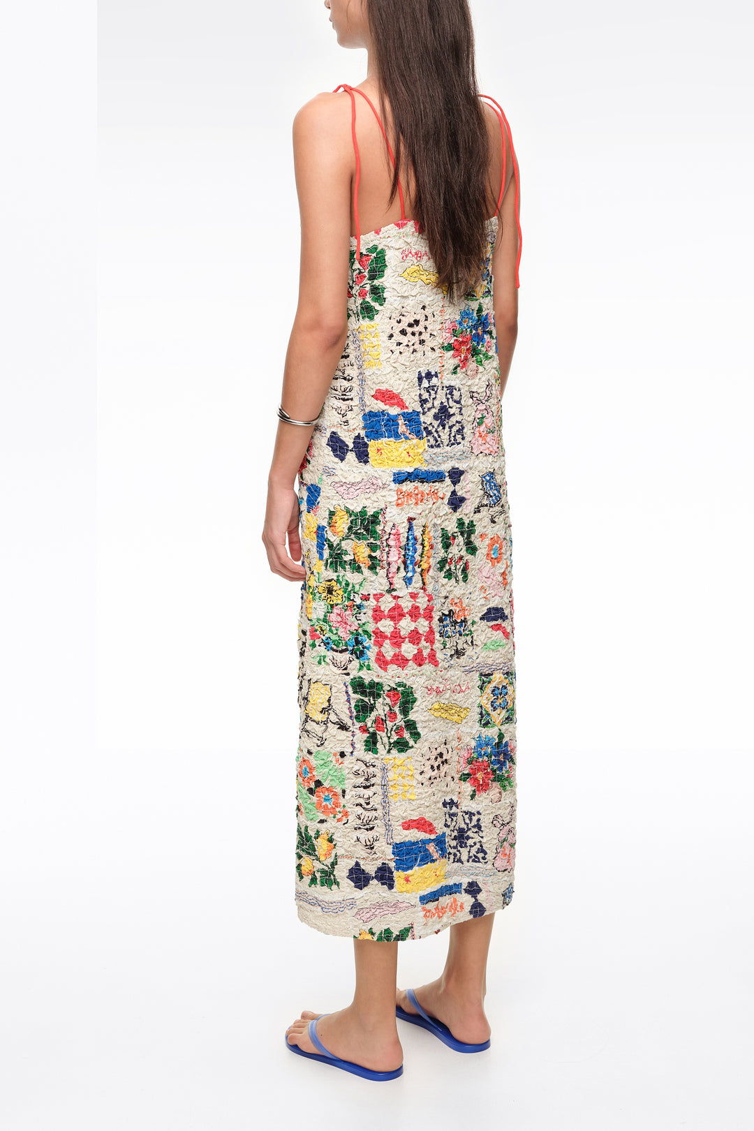 Summer Patchwork ruched strappy dress