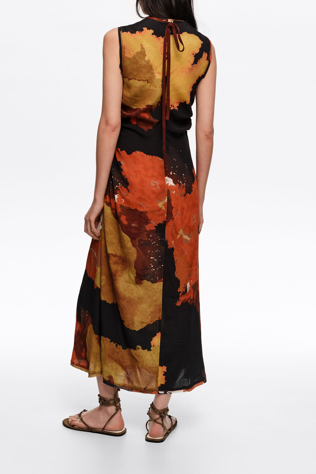 Blot black fringed armhole midi dress