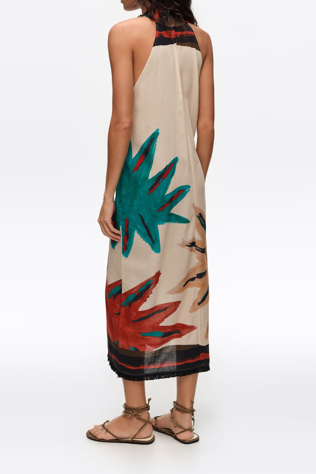 Positional Sun fringed midi wrap dress