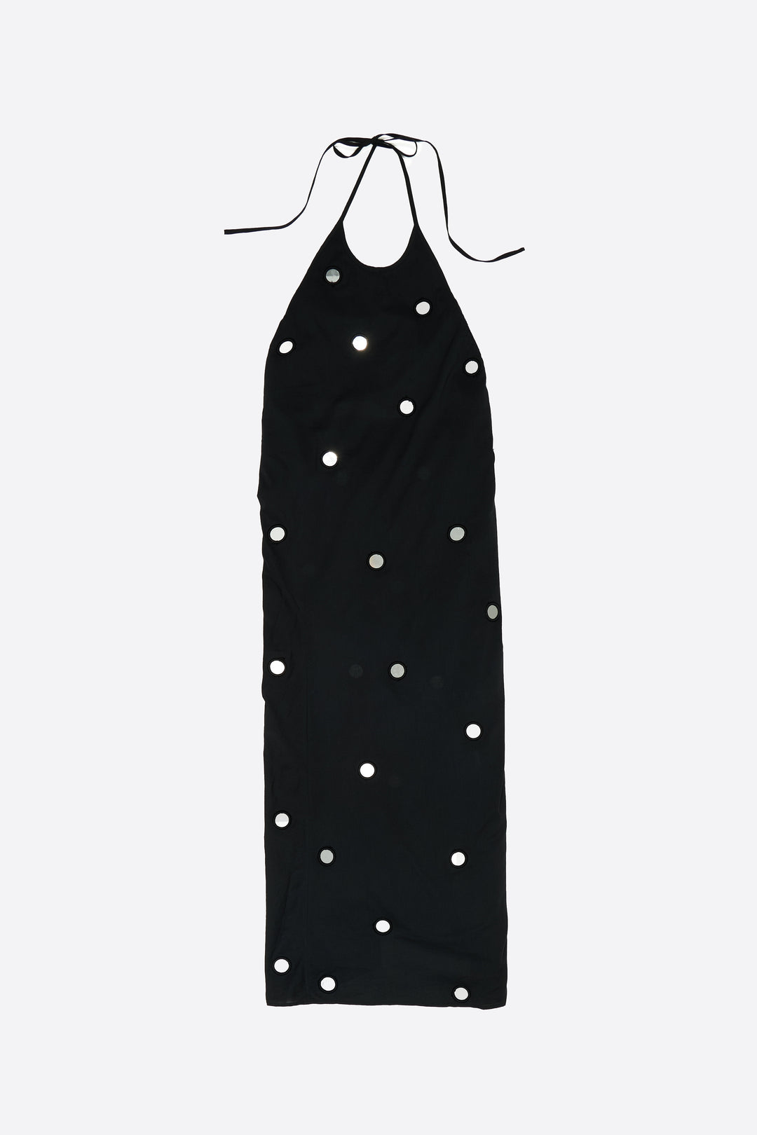 Black mirrored halter-neck sarong dress