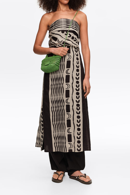 White strapless Moon stripes dress