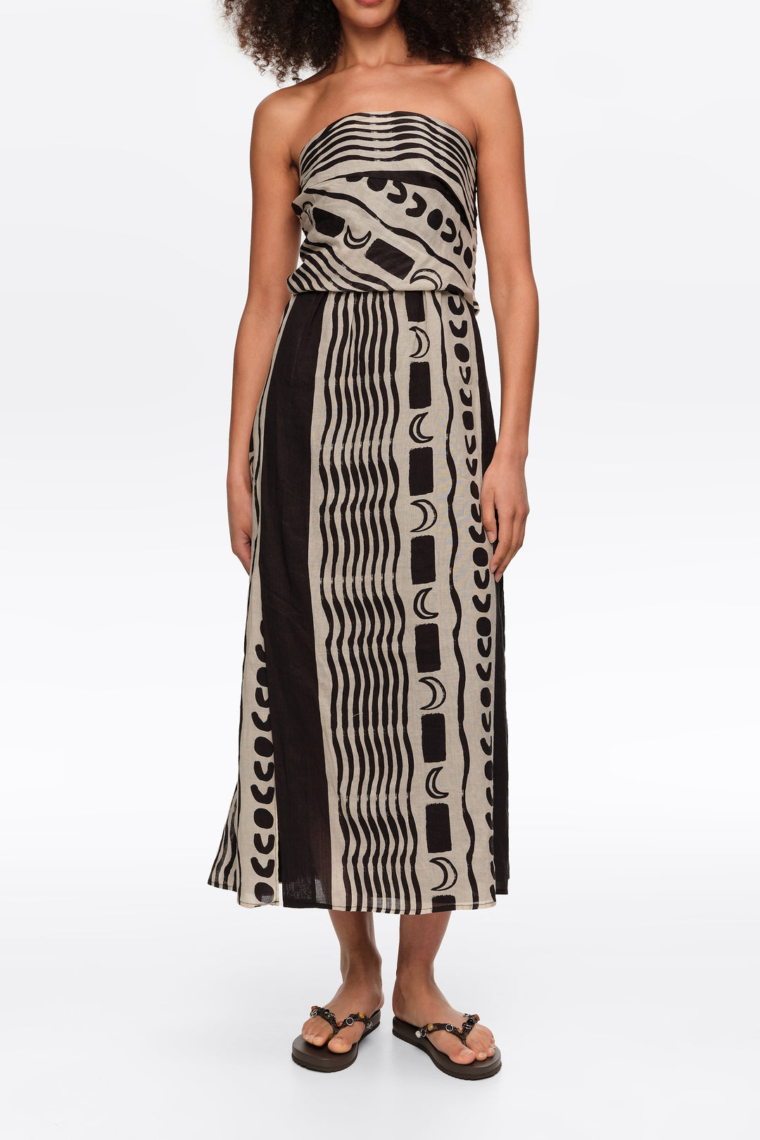 White strapless Moon stripes dress
