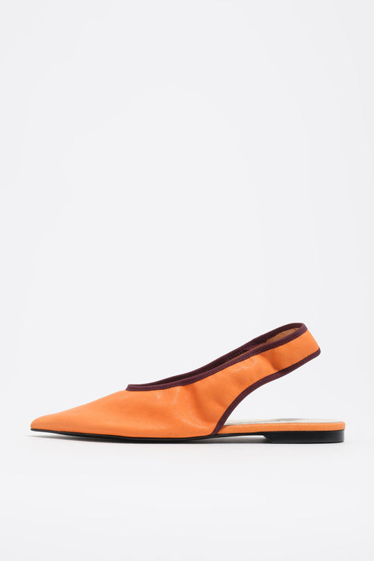 Orange leather slingback ballerina