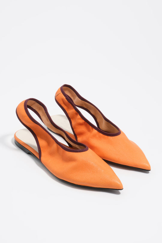 Orange leather slingback ballerina