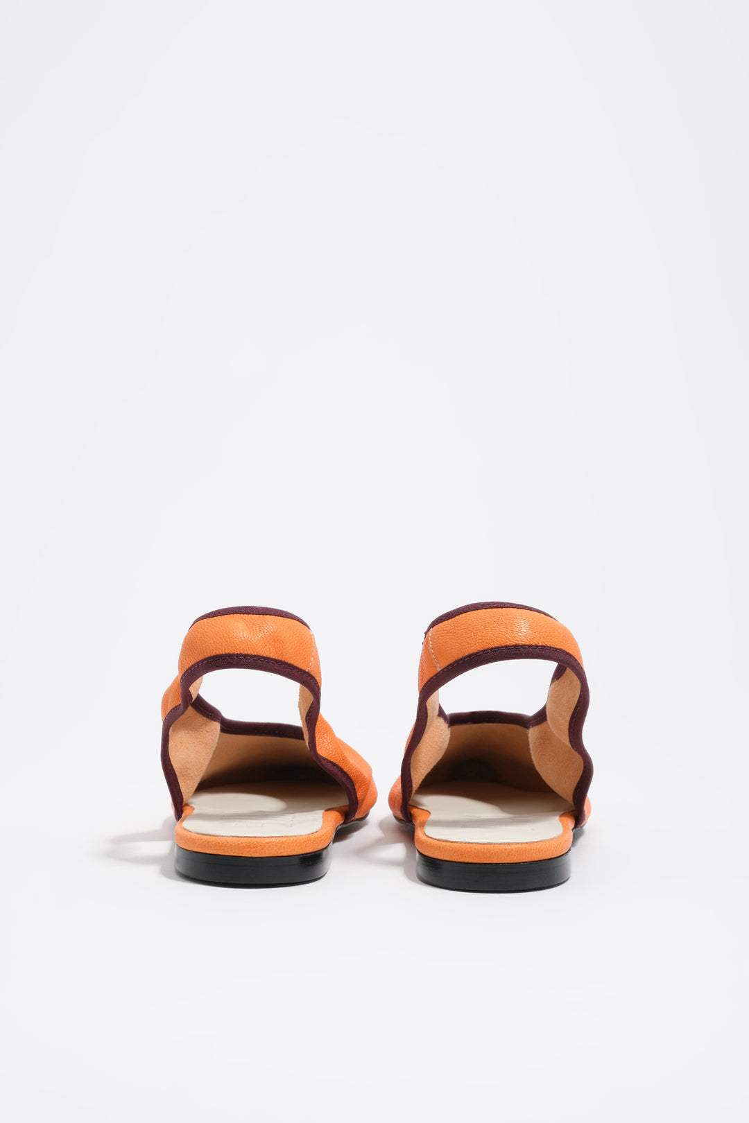 Orange leather slingback ballerina