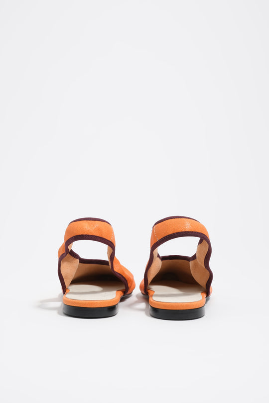Orange leather slingback ballerina