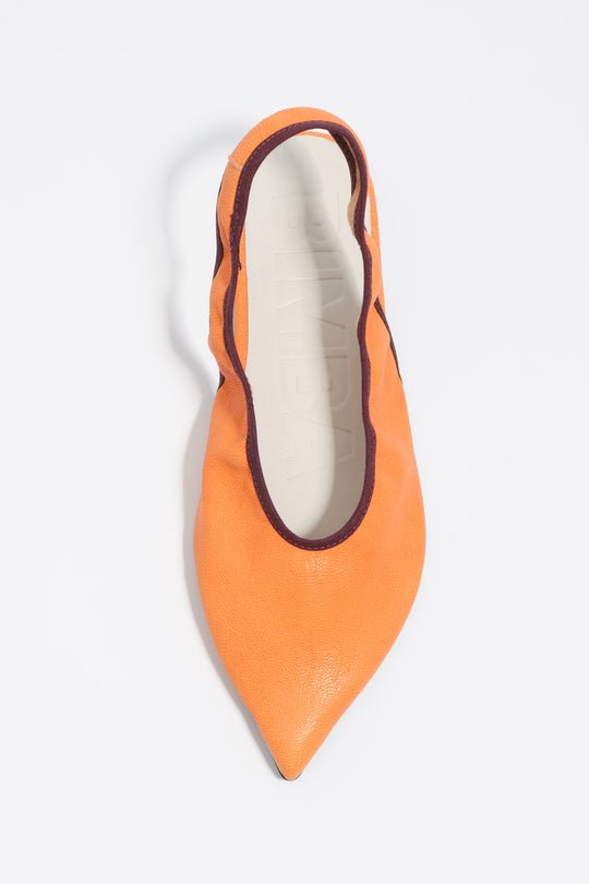 Orange leather slingback ballerina