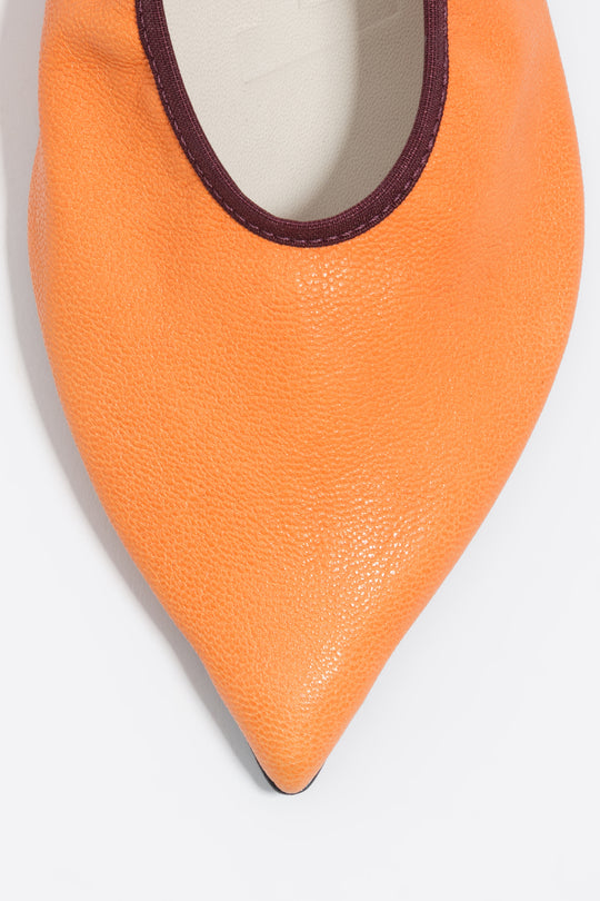 Orange leather slingback ballerina