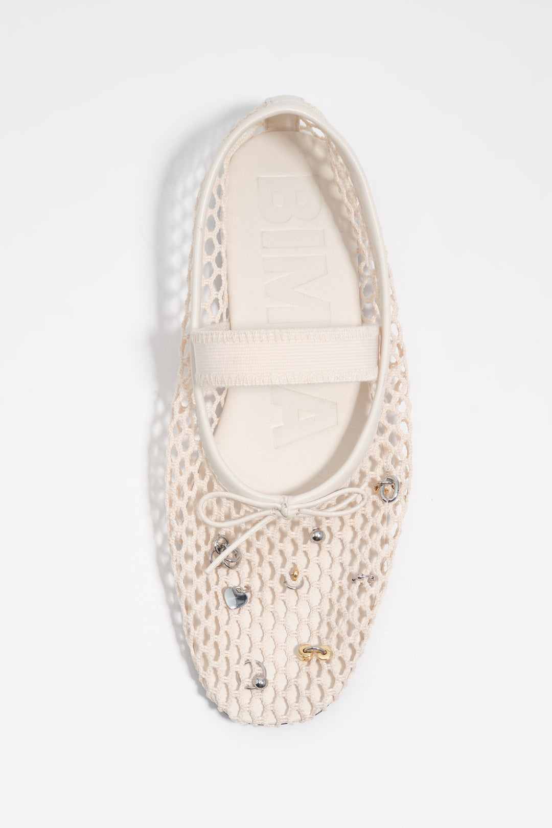 White mesh ballerina with metal details