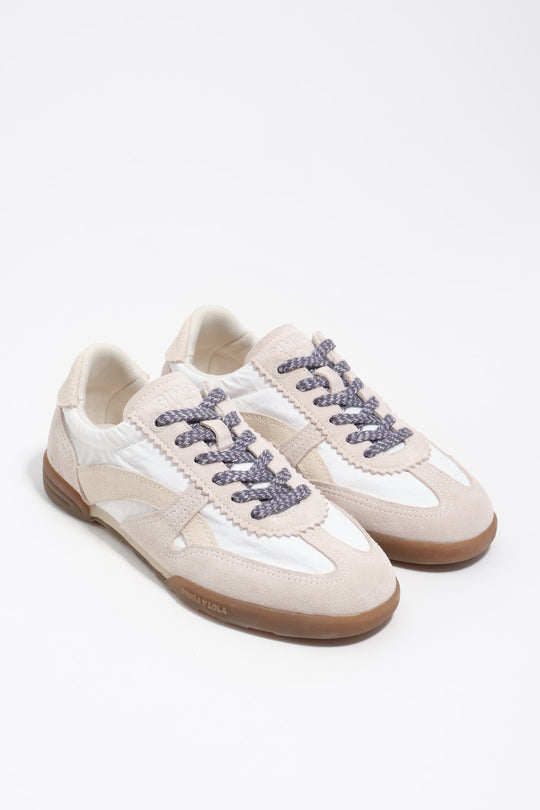 White suede and nylon 13 16 indoor sneaker