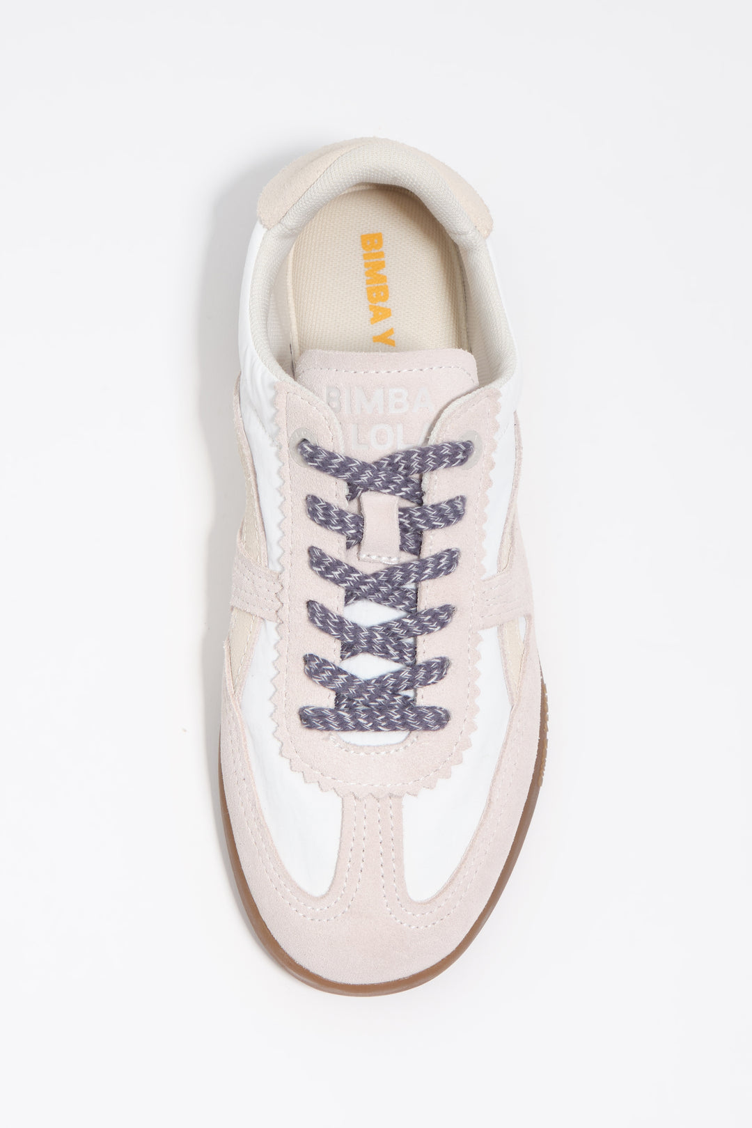 White suede and nylon 13 16 indoor sneaker