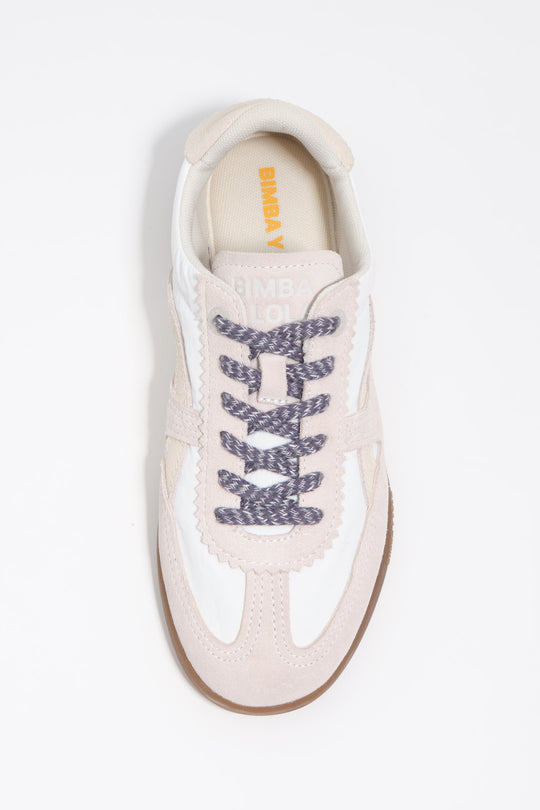 White suede and nylon 13 16 indoor sneaker