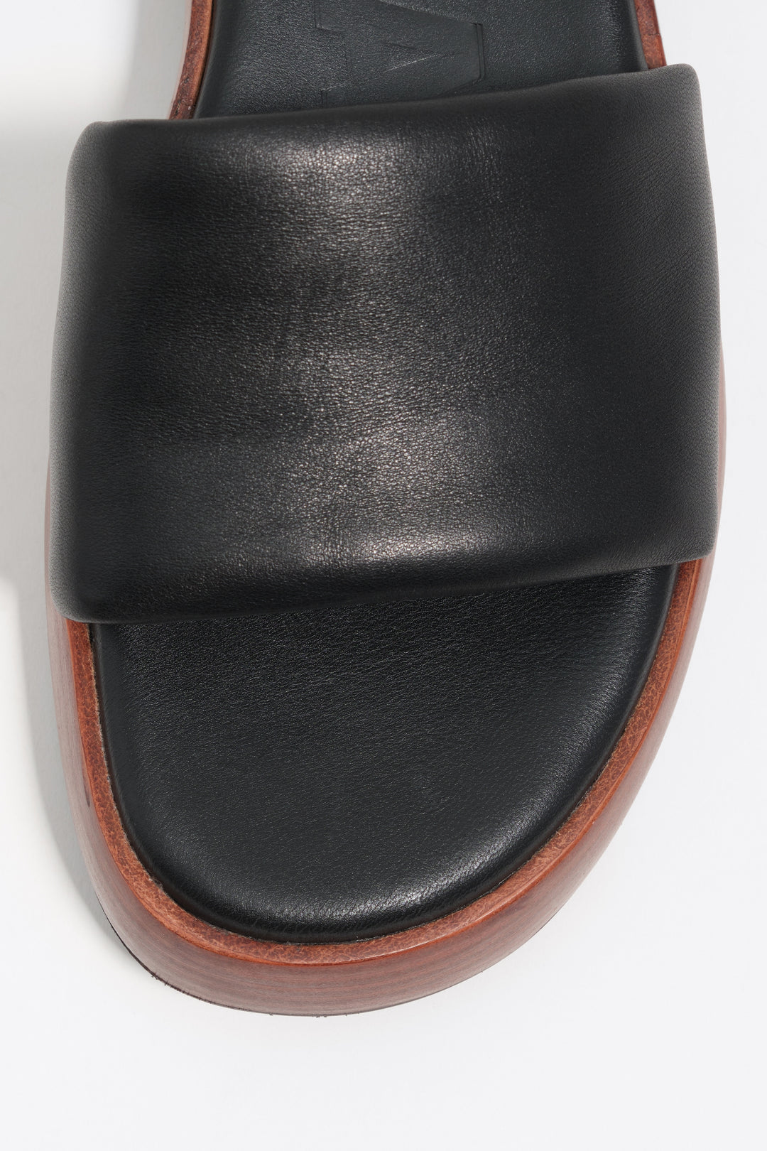 Black leather platform sandal