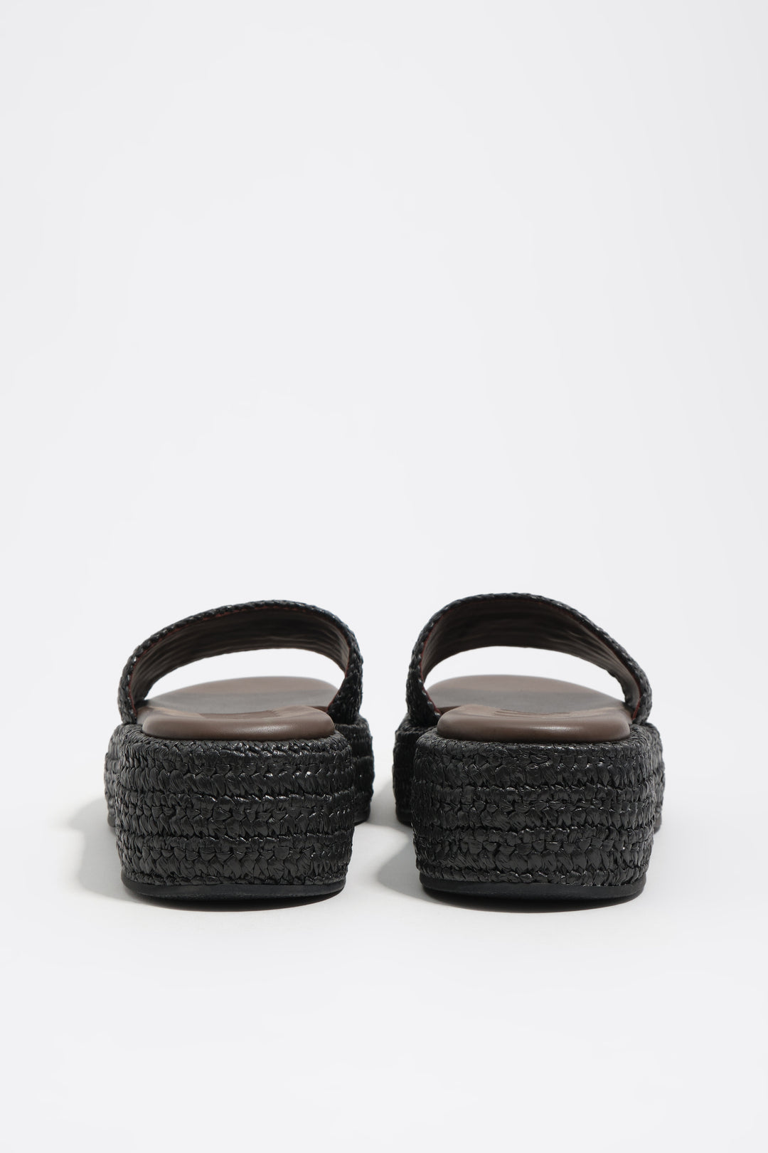 Black raffia platform sandal