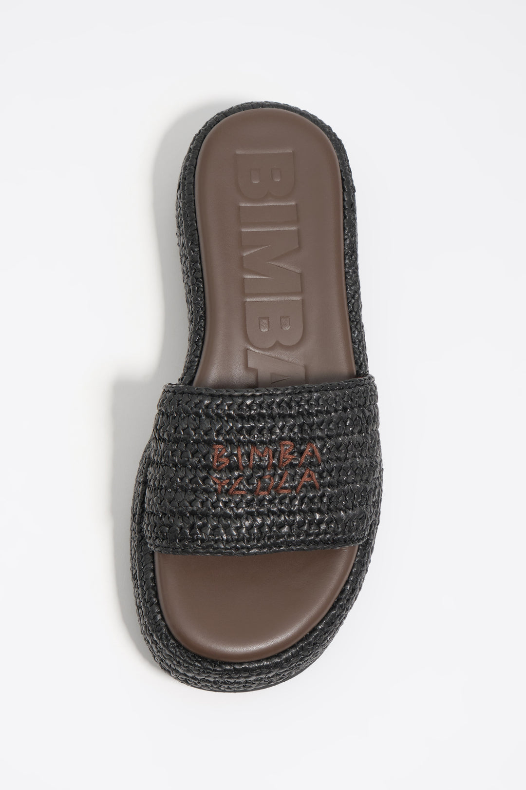 Black raffia platform sandal