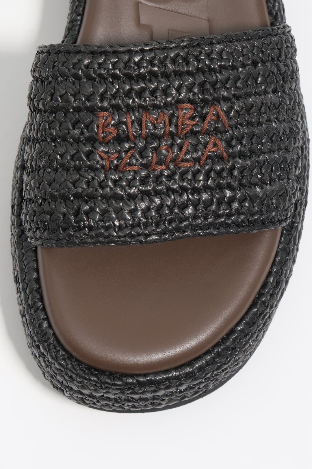 Black raffia platform sandal