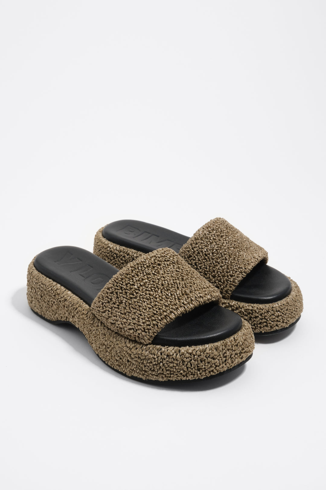 Green fabric platform sandal