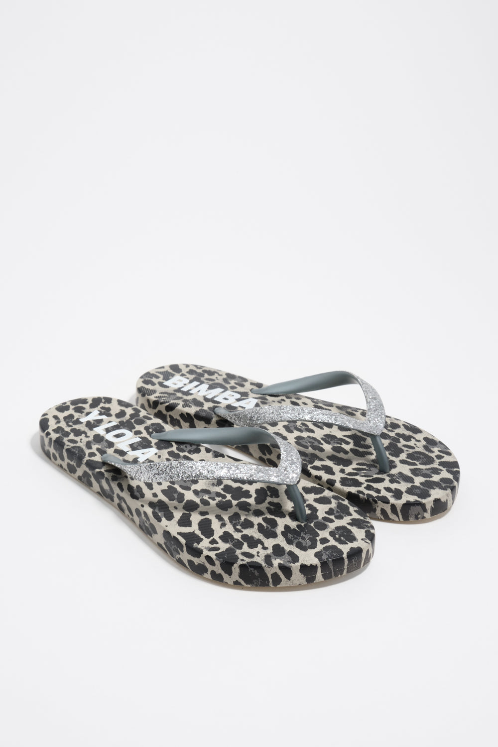 Gray Leopard flip-flop