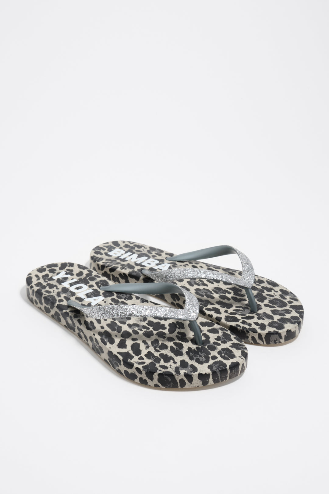 Gray Leopard flip-flop