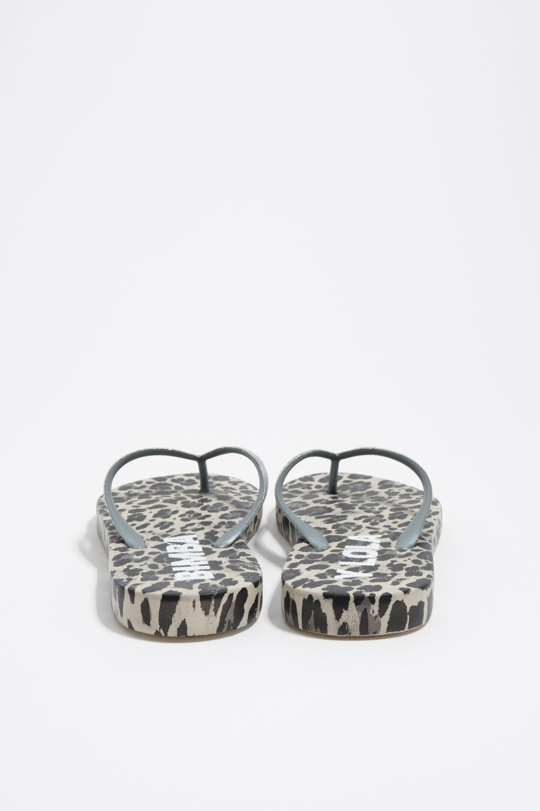 Gray Leopard flip-flop