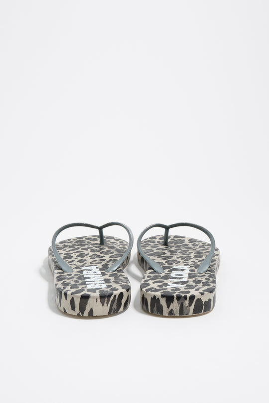 Gray Leopard flip-flop