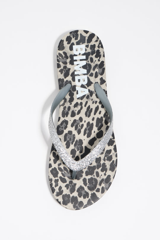 Gray Leopard flip-flop