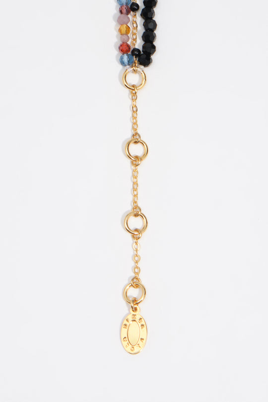 Short triple-layer stones and crystals necklace
