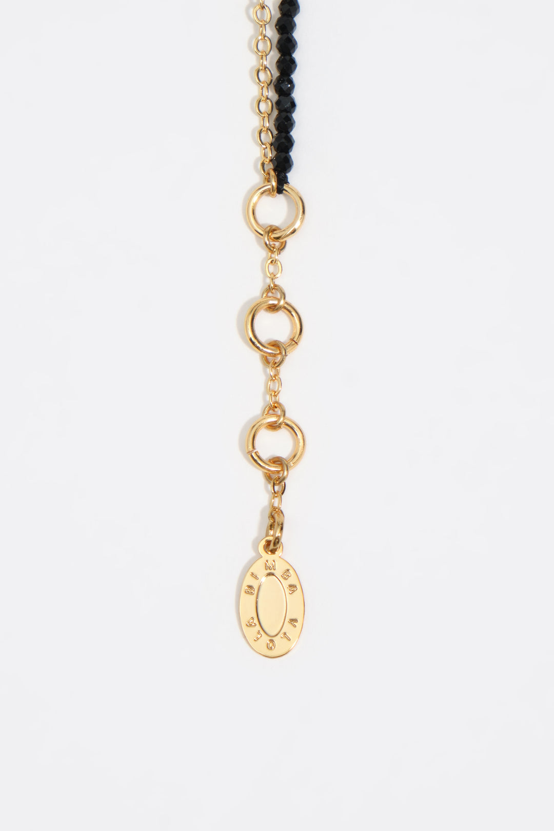 Double-layer chain necklace with black crystals and hearts logo