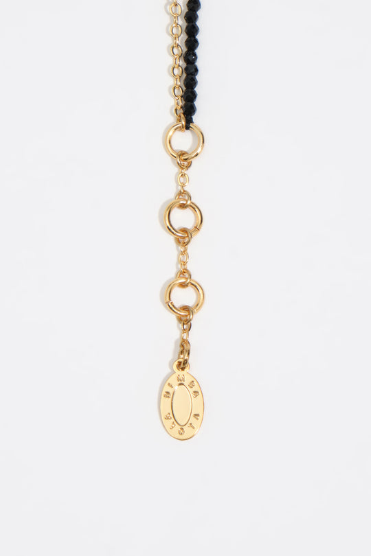 Double-layer chain necklace with black crystals and hearts logo