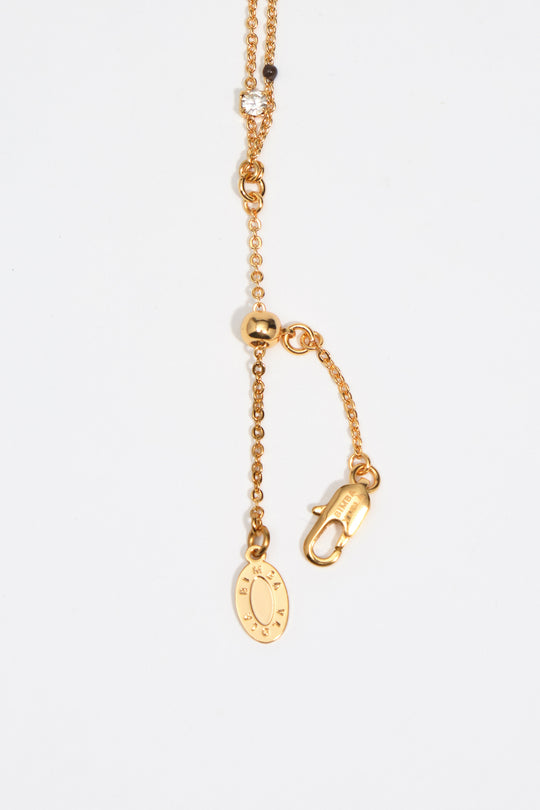 Brown heart logo double-layer chain necklace