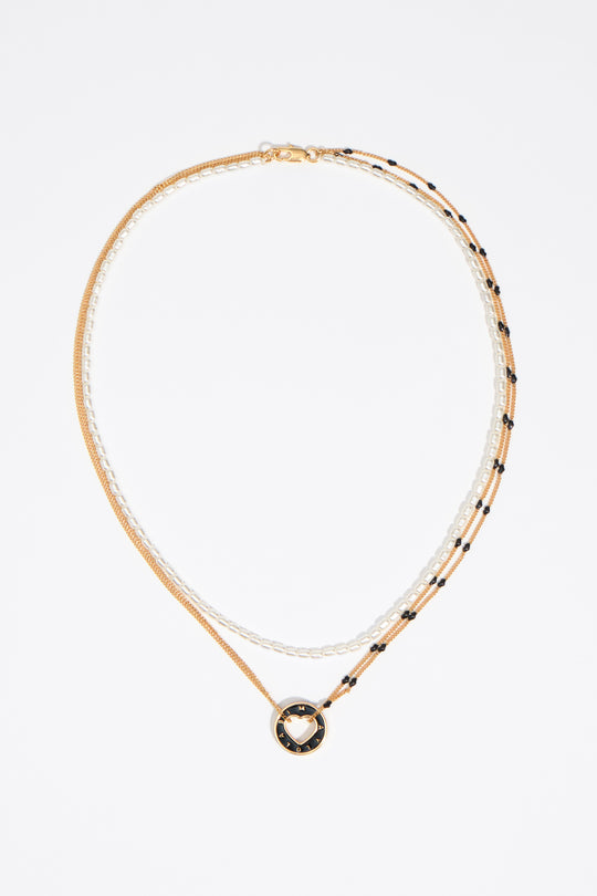 Black logo multichain necklace