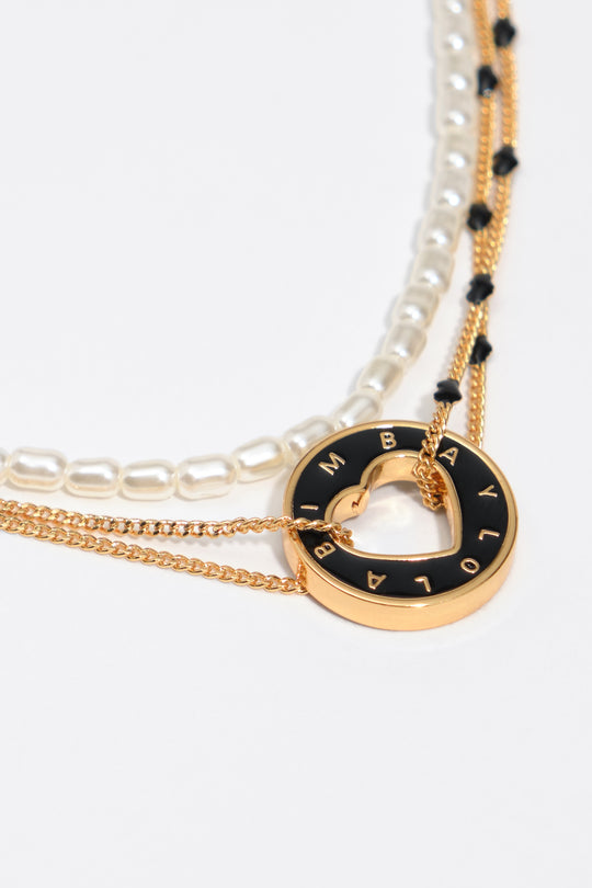 Black logo multichain necklace