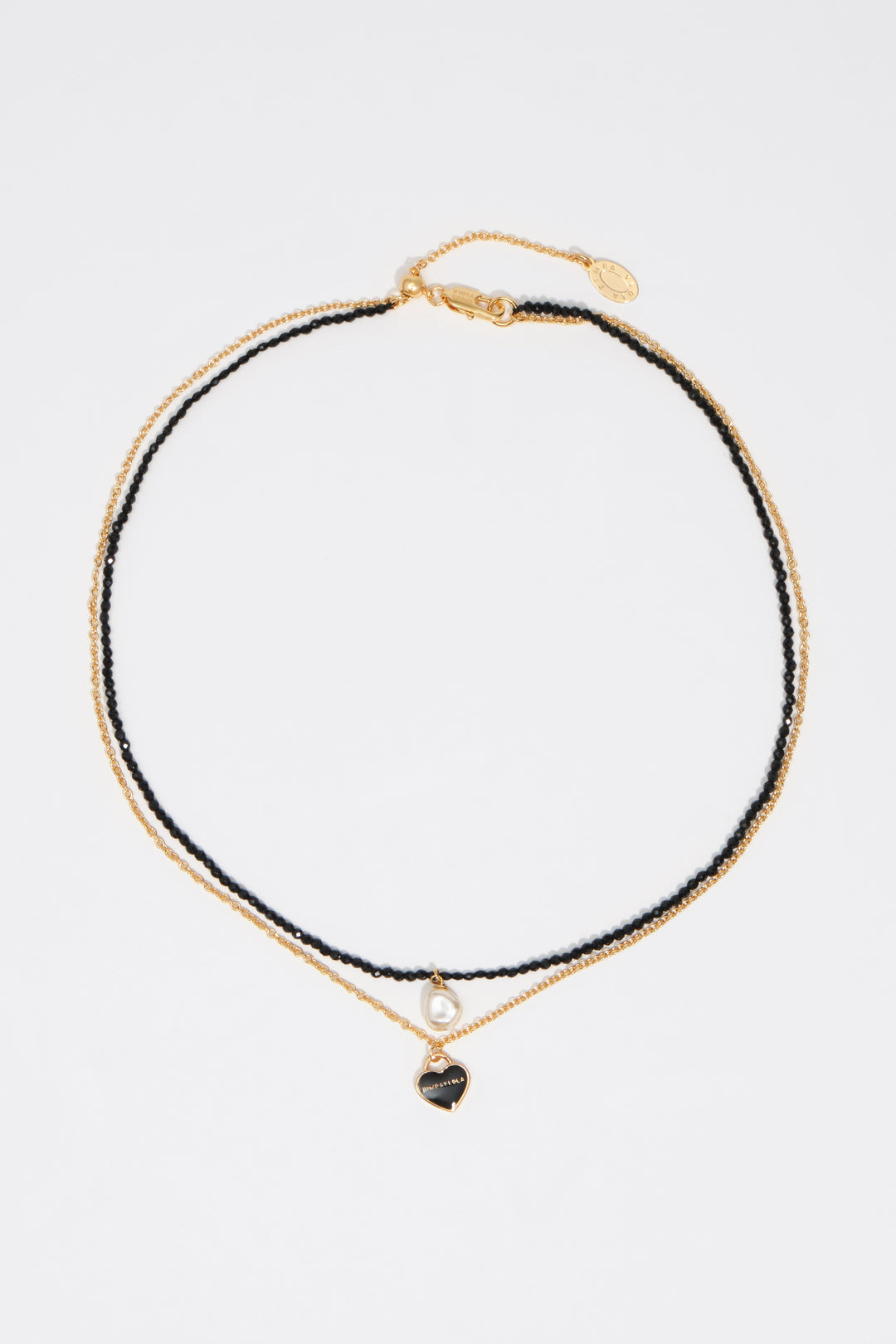 Triple-layer black heart logo necklace