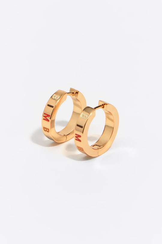 Medium multicolored logo hoop earrings