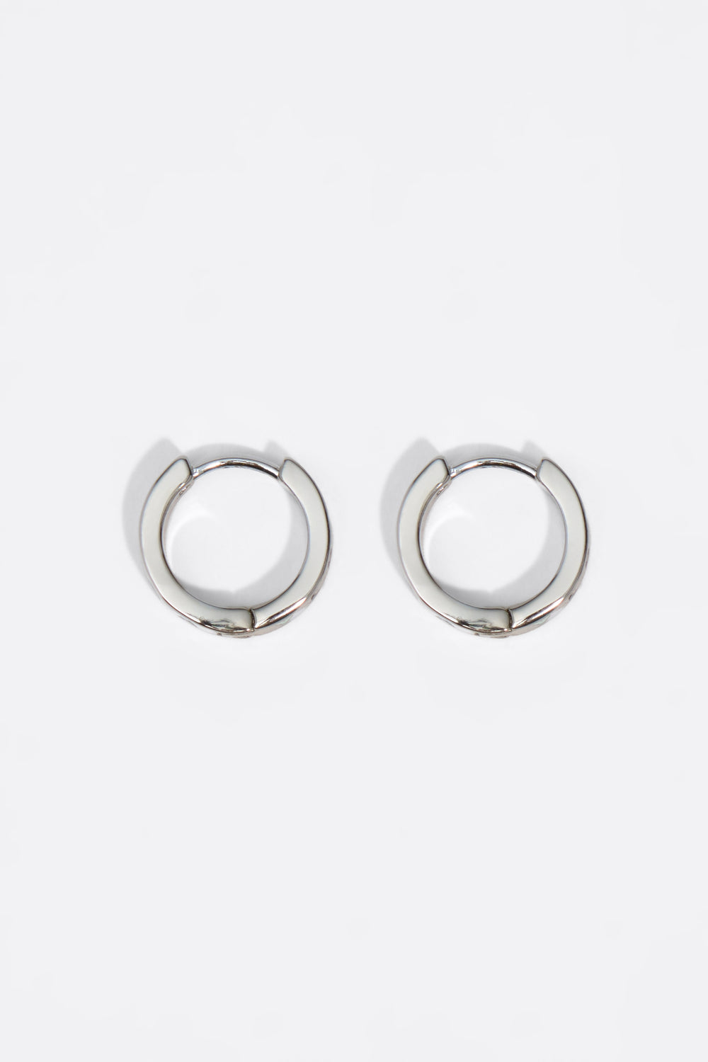 Small silver and multicolored logo hoop earrings