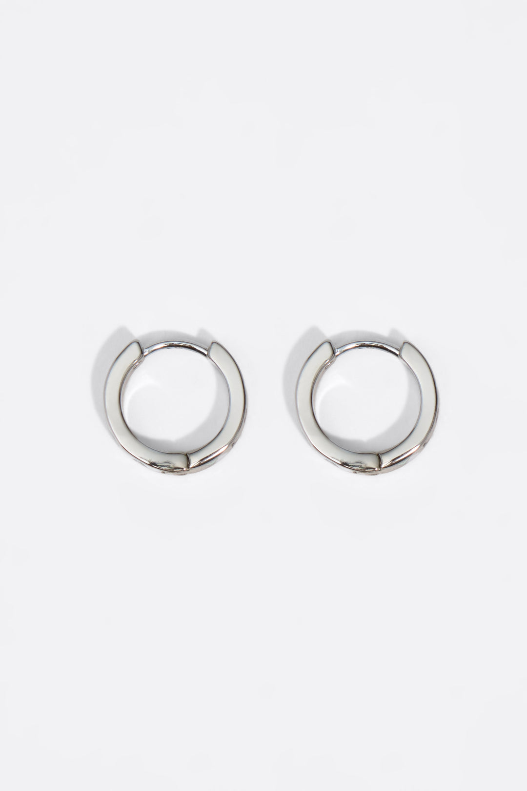 Small silver and multicolored logo hoop earrings