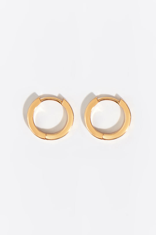 Small gold and multicolored logo hoop earrings
