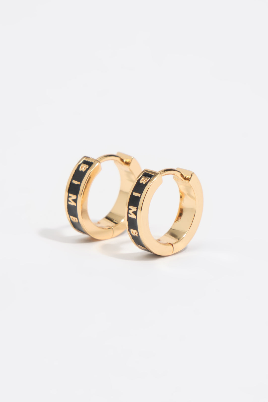 Small black logo hoop earrings