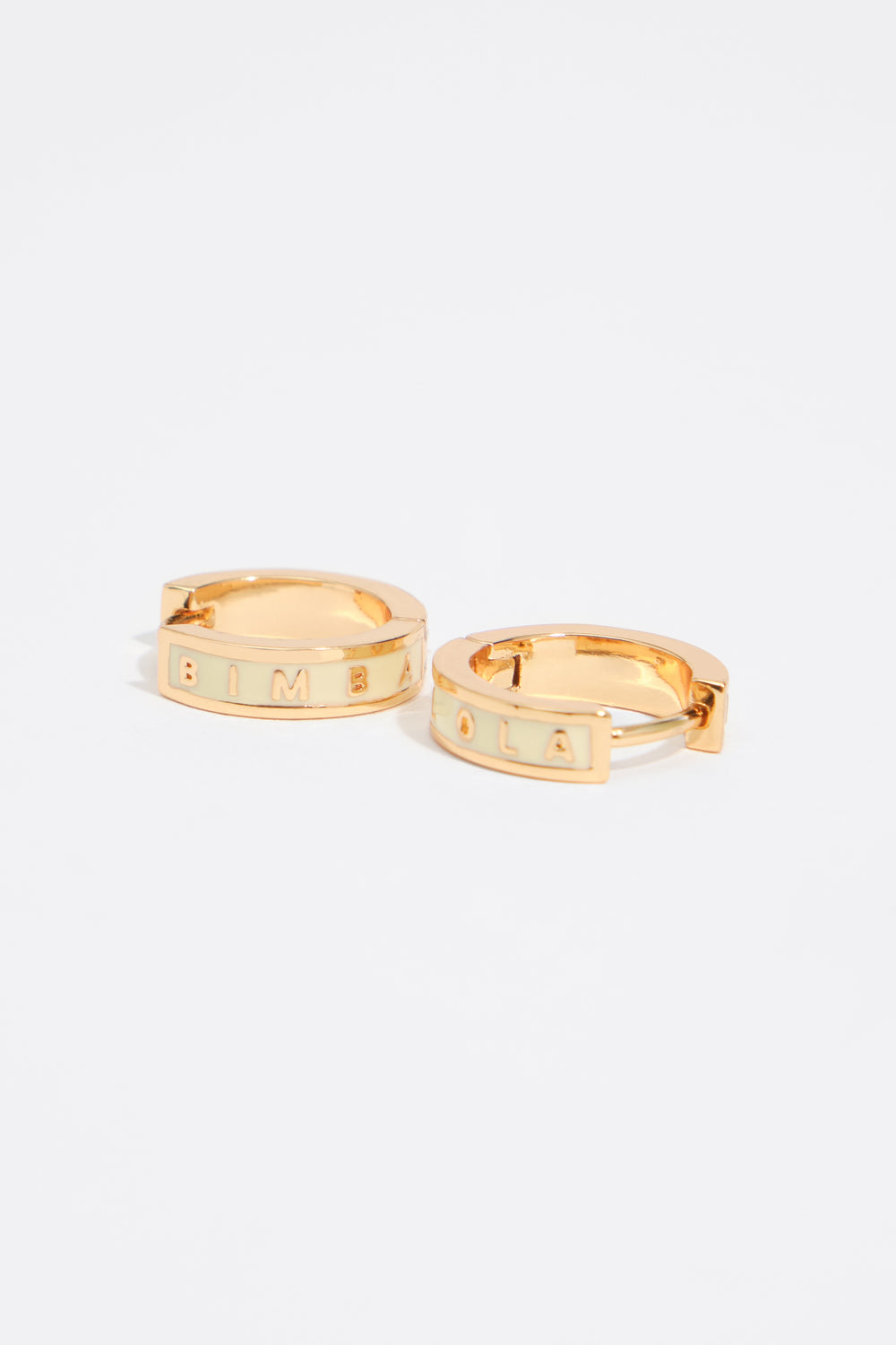 Small ivory hoop earrings logo