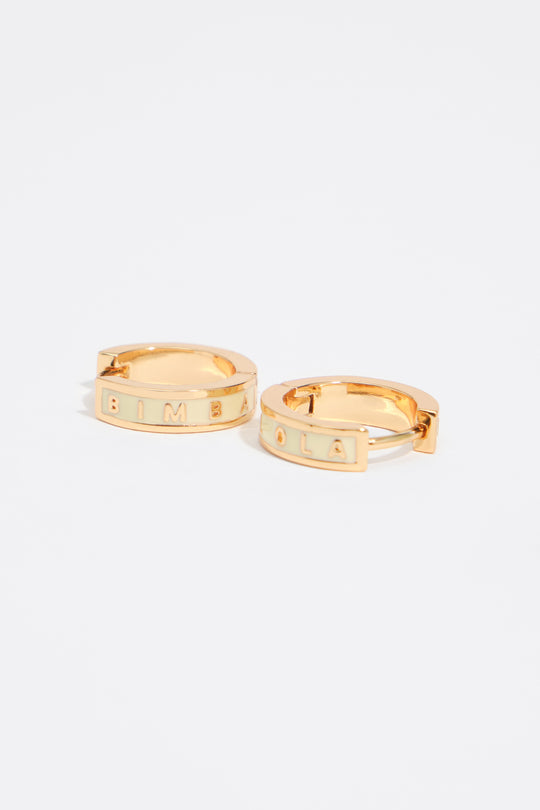 Small ivory hoop earrings logo
