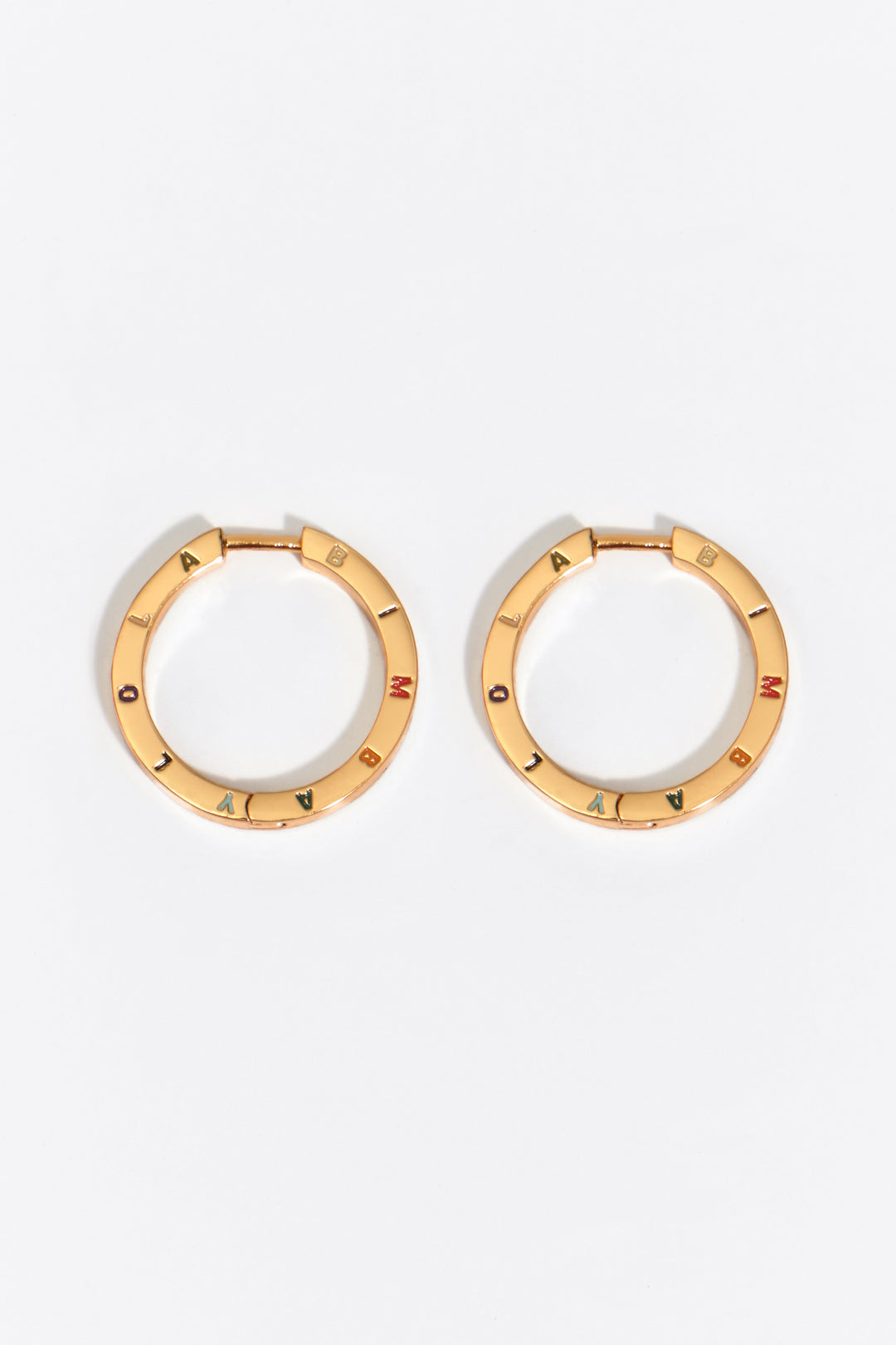 Large multicolored logo hoop earrings