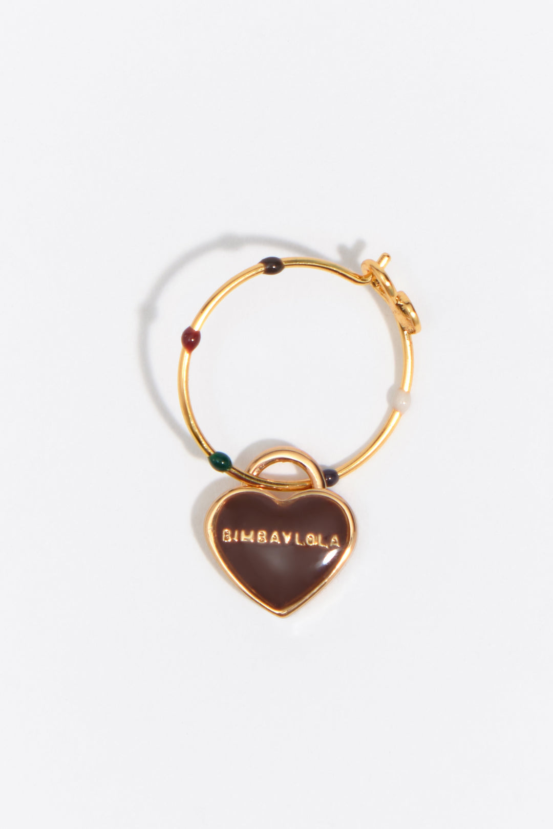Medium brown enamel heart logo hoop earrings