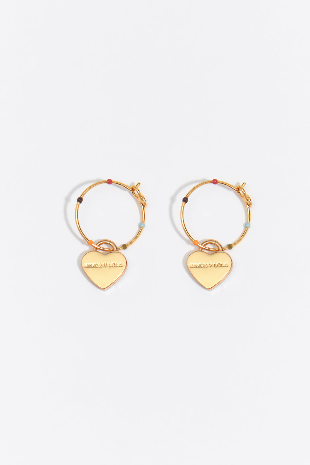 Medium multicolored enamel heart logo hoop earrings