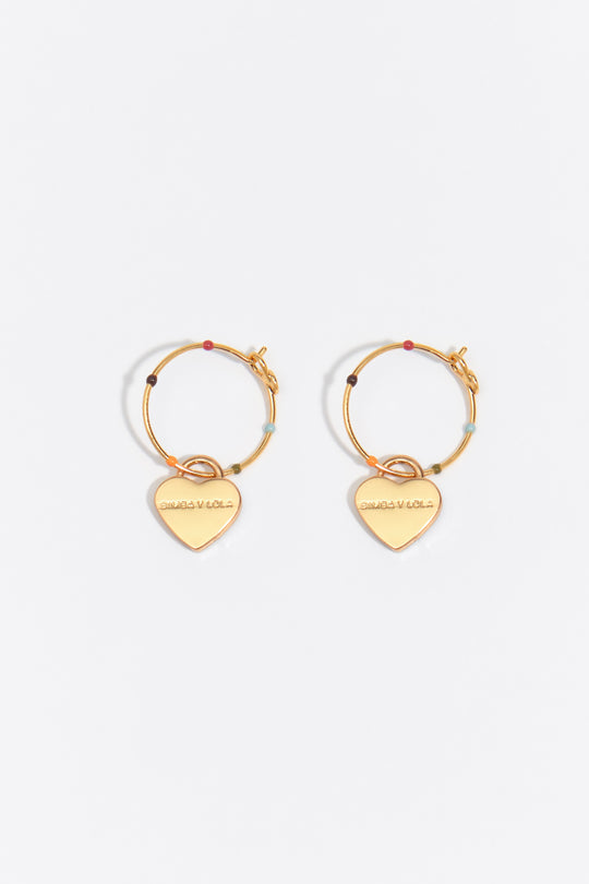 Medium multicolored enamel heart logo hoop earrings