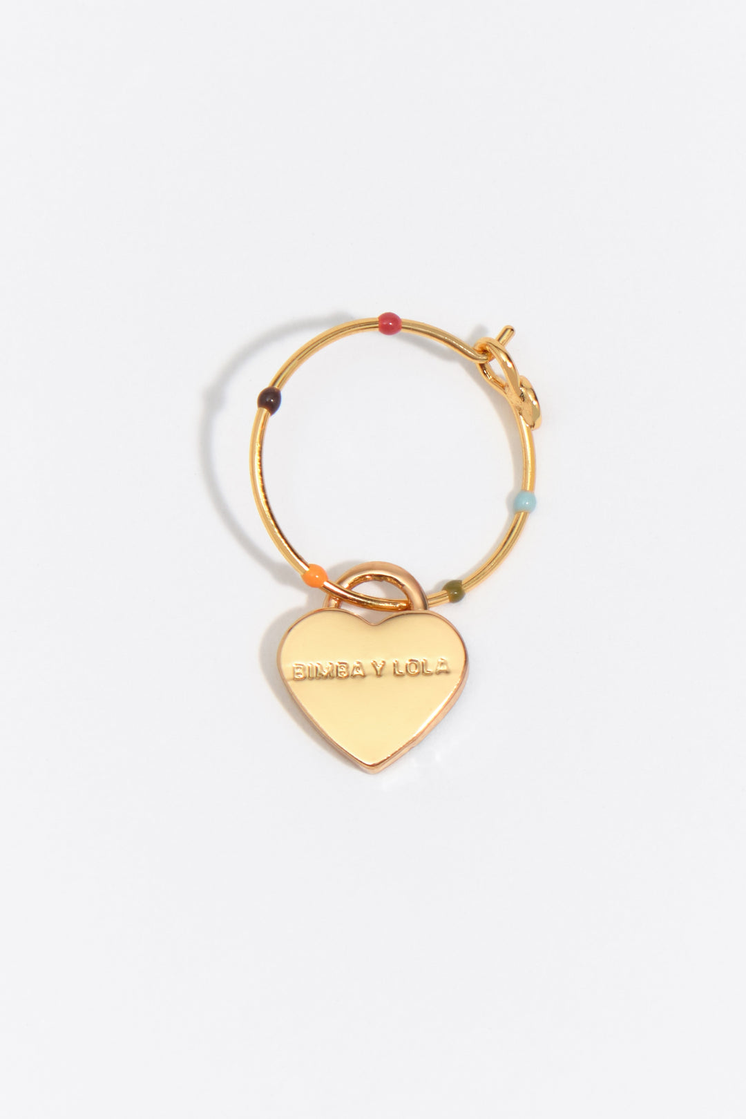 Medium multicolored enamel heart logo hoop earrings