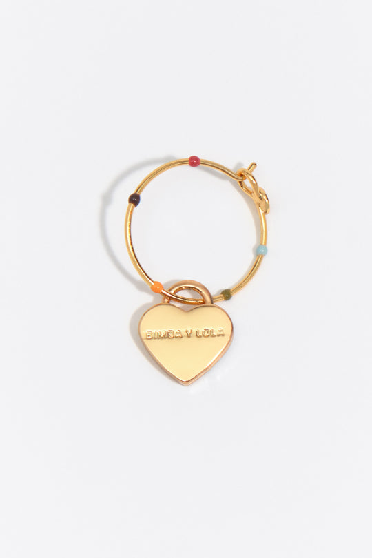 Medium multicolored enamel heart logo hoop earrings