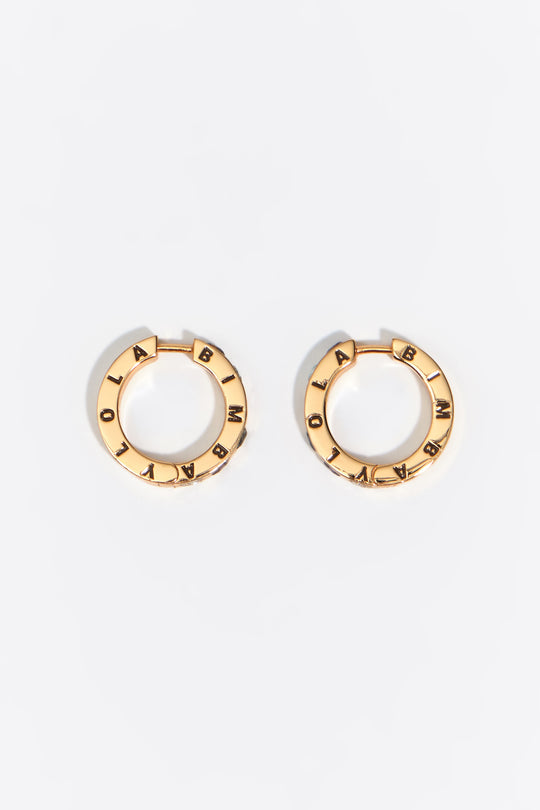 Medium multicolor crystals heart logo hoop earrings